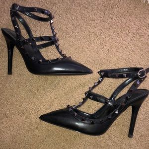 Black studded heels